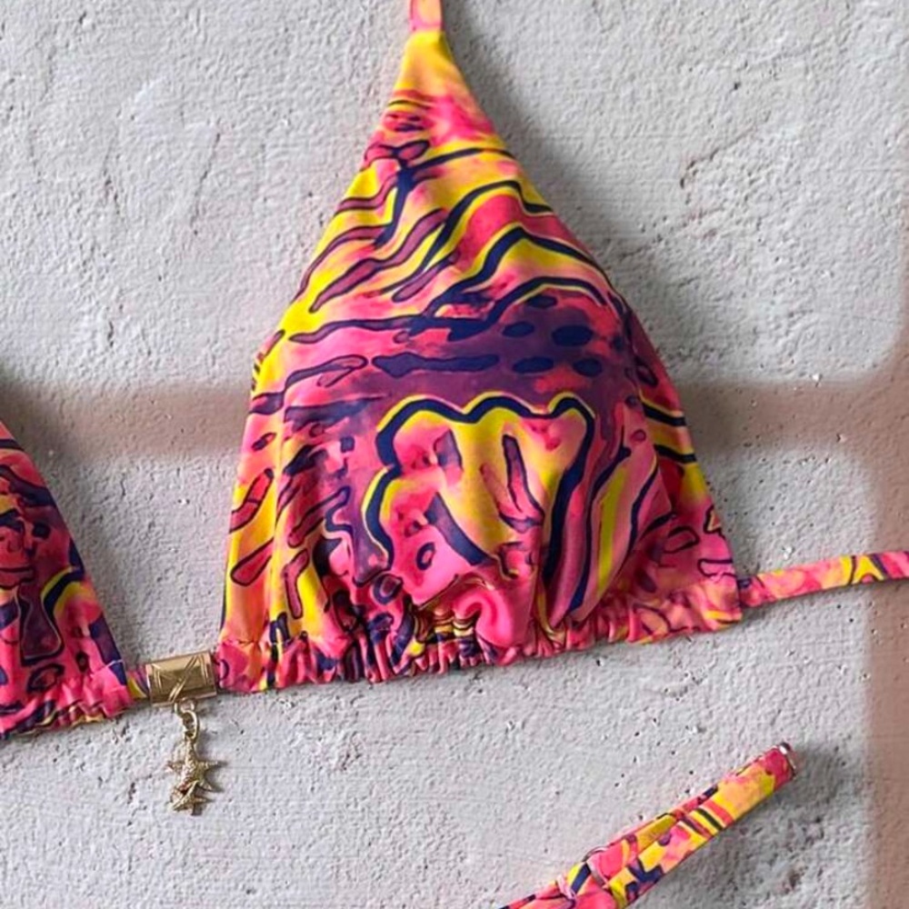 Vibrant Pink and Yellow Bikini Set L (10) large brand new swimwear women SHEIN - Picture 3 of 3